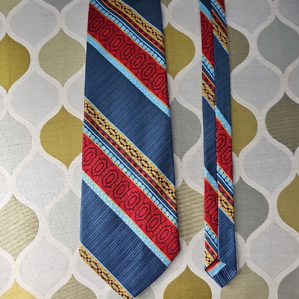 Vintage Wide Bold Striped Men's Tie in Blue, Red and Gold By Superba